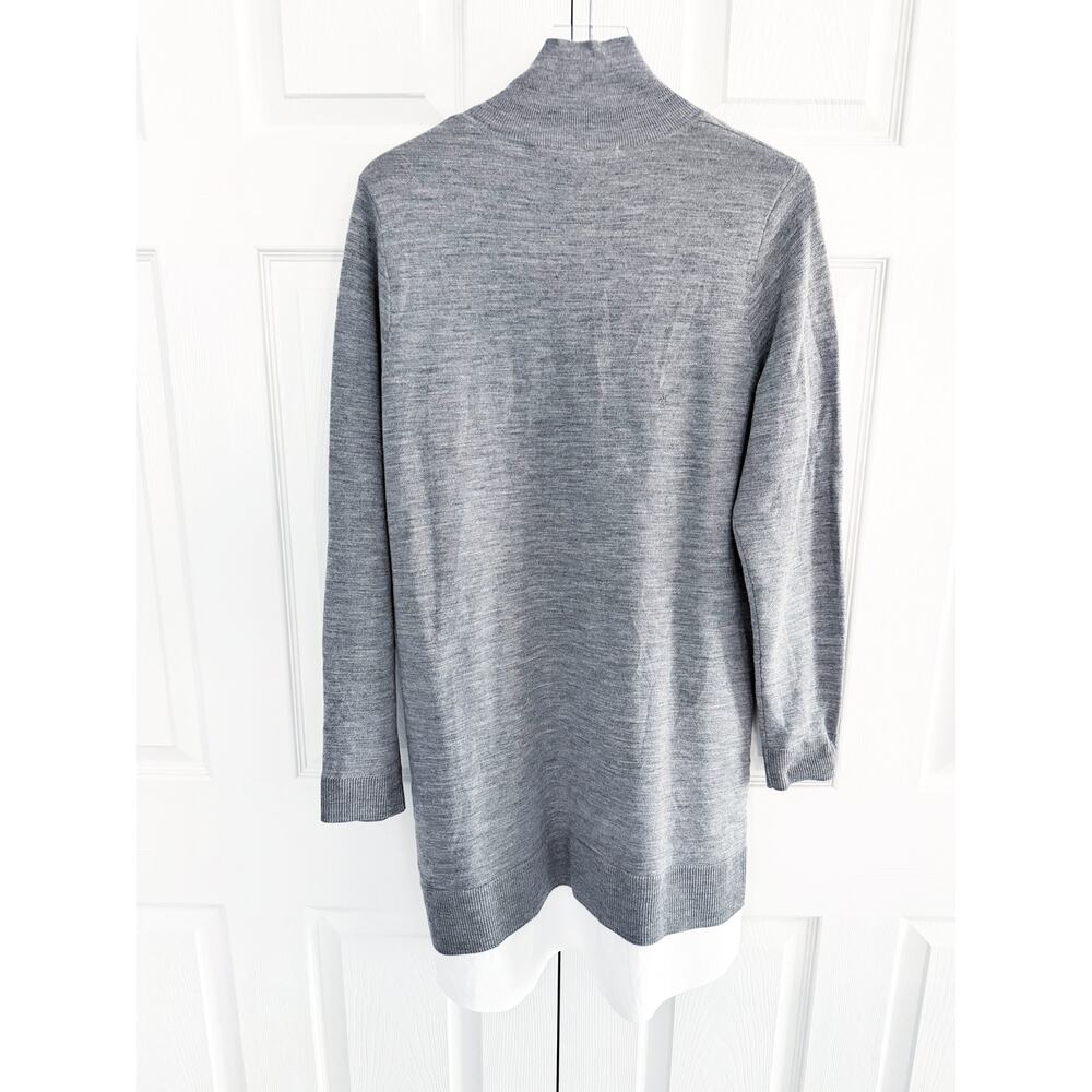 Veronica Beard Soval Merino Wool Mixed Media Sweater Dress Gray Minimalist Chic - Picture 9 of 9